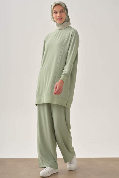 Tuğba Beli Lastikli Cepli Pantolon - Mint