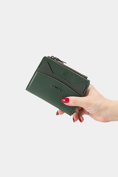 Grande 2828 Genuine Leather Cat Design Minimal Wallet Crocodile Green