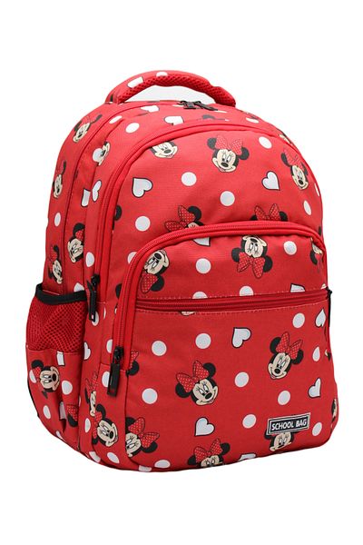 Harmela Girl's Primary School Bag 3-Piece Set Character Patterned First School Bag Red