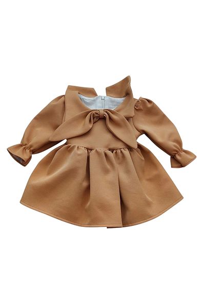 Hafez Kids Luxury Girls Dress Lined Plain Collar Forel Model Hidden Zipper