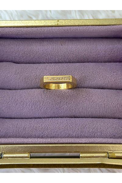 BY YASİN TOPÇU Selin Key Pattern Steel Ring (18 Sizes)