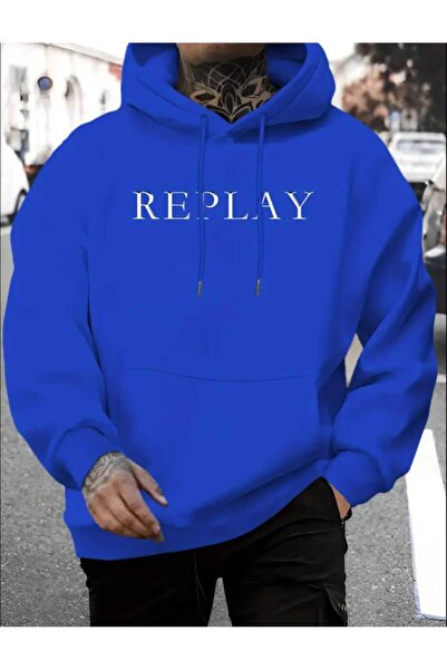 caddekombin Hanorac din bumbac Saks cu glugă și buzunar cu imprimeu Replay