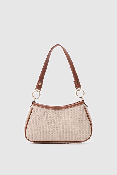 Shule Bags Farme Straw Baguette Bag Brown