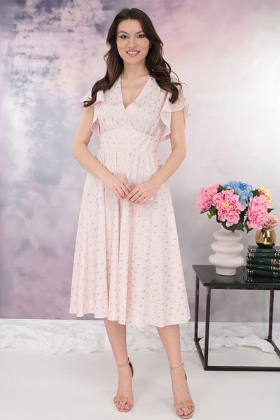 Vanessa Line RO Elegant pink cloche dress with gold print