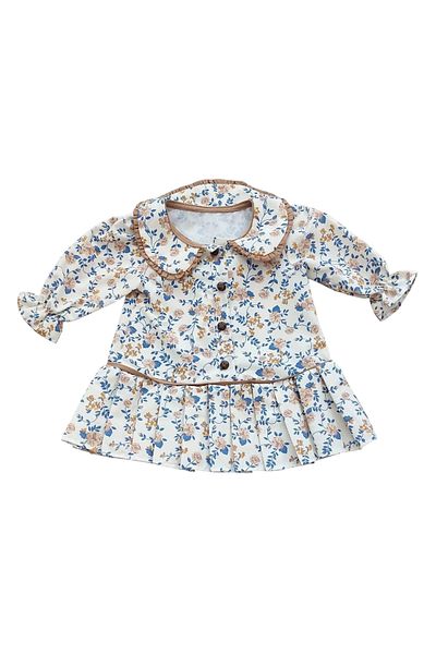 Hafez Kids Luxury Girl's Dress with Collar Model Floral Pattern Buttoned