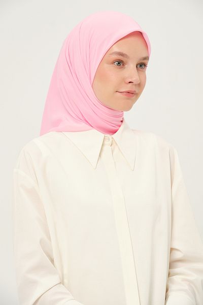 Madame Polo Eșarfă pătrată din șifon simplu Candy Pink