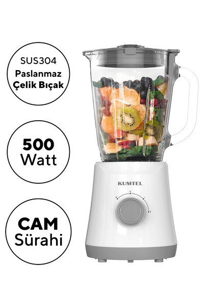 KUMTEL Beyaz Masa Blenderı Cam Sürahili HTB-06