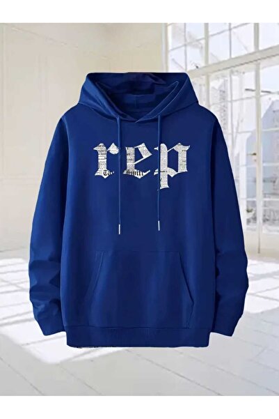 caddekombin Hanorac cu glugă Rep Gotik Font, cu buzunare, cu interior din lână, Saks