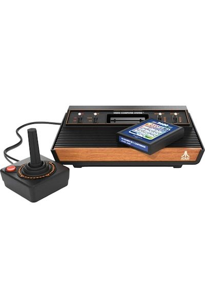 ATARI Consolă de jocuri clasică 2600+, joystick CX40+, neagră
