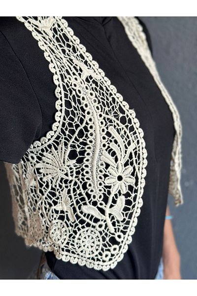 Gönülden Tasarım Embroidered Lace Looking Women's Vest