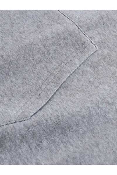 caddekombin Γκρι φούτερ με κουκούλα Hello Bear με στάμπα στο πίσω μέρος και μάλλινη επένδυση μέσα