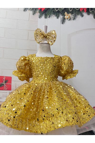 Nissa Yellow Stone Girl's Dress Evening Dress