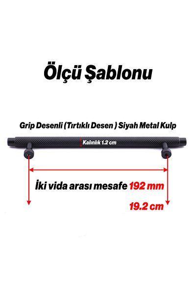 Badem10 Martin Black Metal Handle 192 mm Furniture Drawer Kitchen Cabinet Cupboard Modern Cover Handles Pattern