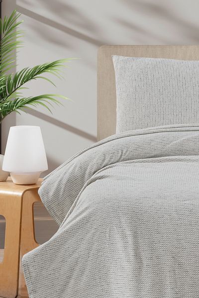Noctiluca Crushed Textured 100% Cotton Pique Bedspread |   Breathable Sweatproof Summer Cover 160X230Cm
