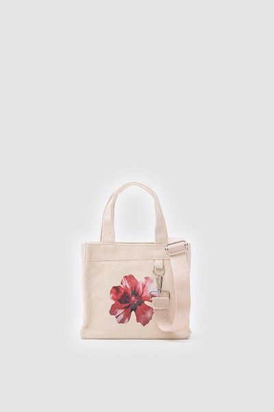 Shule Bags Salva Mini Patterned Canvas Crossbody Bag Cream
