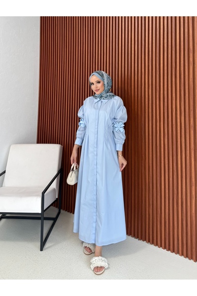 Melike Tatar Φόρεμα ποπλίνα με λεπτομέρεια λουλουδιών 32-2377