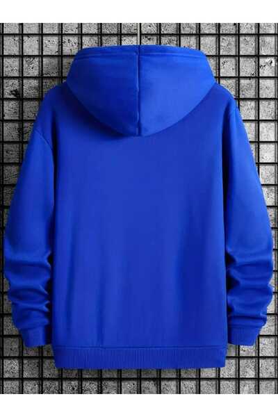 caddekombin Hanorac din bumbac Saks cu glugă și buzunar cu imprimeu Schw Zeo