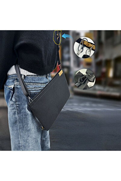 Lenyes LB512 حقيبة كمبيوتر محمول مقاومة للماء مقاس 14 بوصة مع حزام كتف رمادي