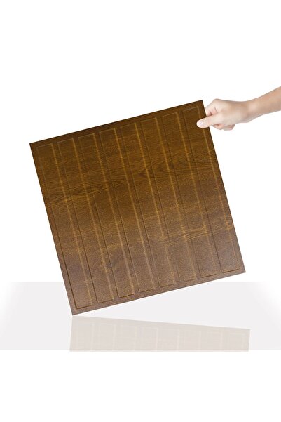 TİNK 3 Boyutlu Duvar Paneli Kabartmalı Lambiri Desen Pvc 41x41 cm/ 6 Adet /1 m² Altın Meşe