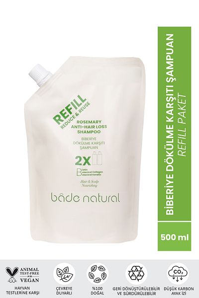 Bade Natural Rosemary Anti-Hair Loss Care Shampoo Refill Pack 500 ml