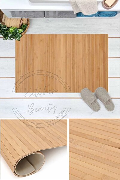 Kitchen Beauty Bambu Banyo Paspası Kaydırmaz Tabanlı Katlanabilir Koku Yapmaz Paspas