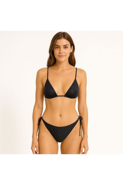 VULEVU PUMPKİN Siyah Lurex Simli Alt Üçgen Bikini Altı