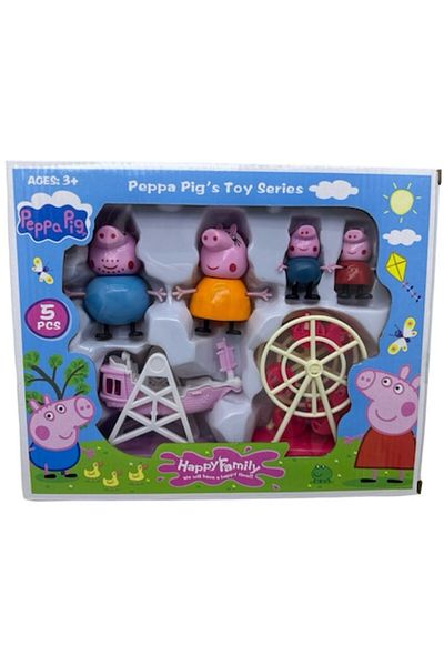 ANGMAD Set figurine ANGMAD, familia Peppa Pig in parcul de distractii