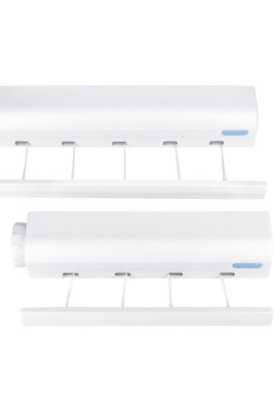 Türkiye Self-Retractable Indoor Plastic Clothesline Drying Hanger Wall Mounted Hanging Rack for Bathroom Con