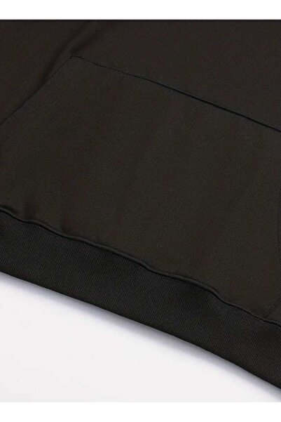 caddekombin Gamer Baskılı Kapüşonlu Cepli Pamuklu Siyah Sweashirt