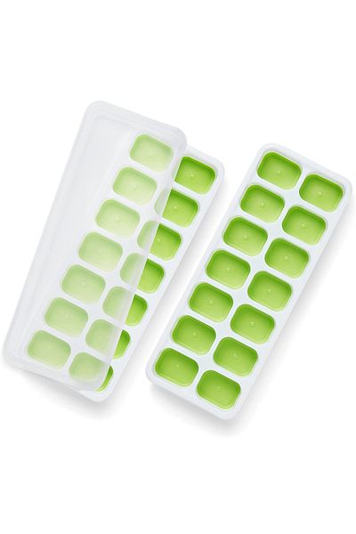 Bukate Set of 2 Bukat® Ice Cube Trays with Lids, Reusable, 14 Compartments, Silicone, 250x95x25