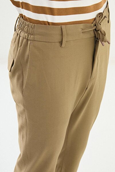 Mcr Seersucker Super Slim Fit Elastic Waist Drawstring Men's Trousers 38301