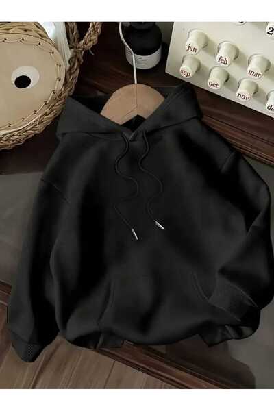 caddekombin Hanorac negru LA Rock The World cu imprimeu pe spate, cu buzunar și lână în interior