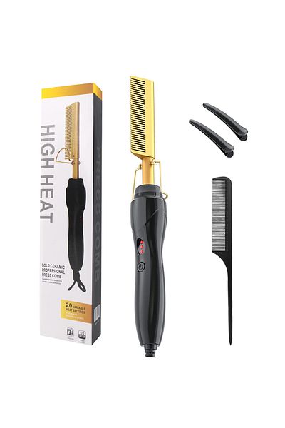 Türkiye Professional 2 in 1 Hot Heating Straightener Iron Brush Hair Curler Straightening Electric Hot Comb