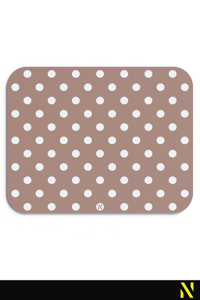 nilizma Brown White Polka Dot Patterned Mouse Pad -23 cm X 19 cm - Non-Slip Base Home and Office Use