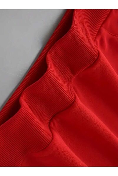 caddekombin Една печатна качула с джобове от памук, червена суитшърт