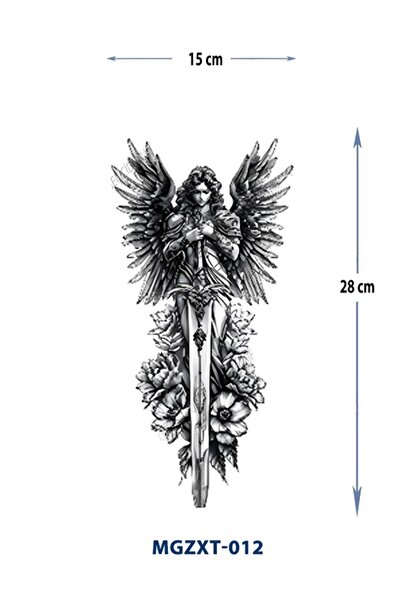 Attach MGZXT-012 SAVAŞCI MELEK DESEN GEÇİCİ YARIM KOL KAPLAMA DÖVMESİ-TATTO