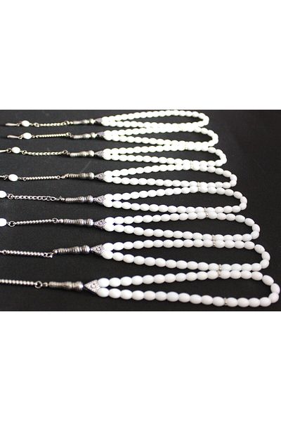 Lio20 Onyx Stone 8-Piece Glass Prayer Beads Set - Gift Accessory & Bujiteri & White