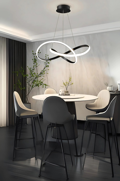 Sanctum Venedik Siyah Ultra Power Beyaz Ledli Avize Sarkık Modern Led Avize