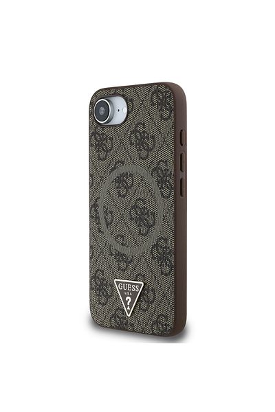 Guess Case For Iphone 16e, 4g Ring Triangle Logo Magsafe, - Brown