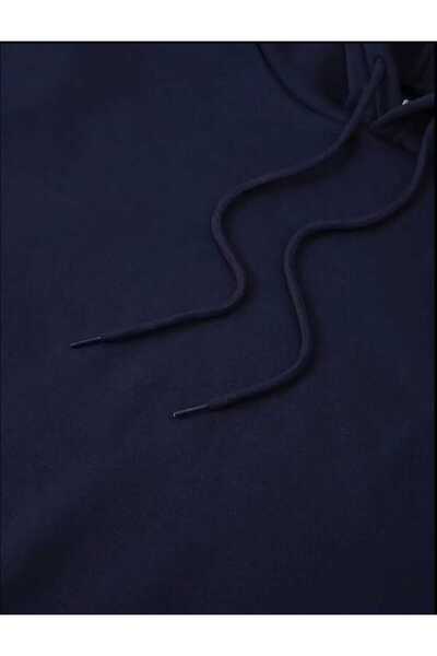 caddekombin Φούτερ με κουκούλα με στάμπα φωτογραφίας, βαμβακερό μπλε ναυτικό με τσέπη