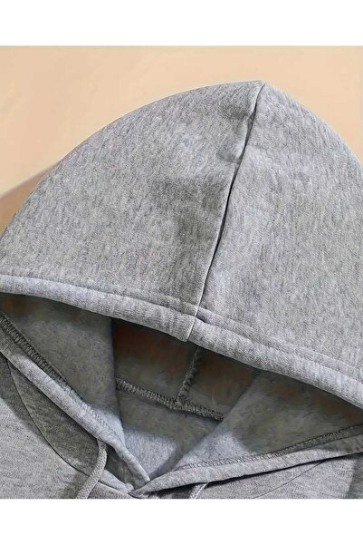 caddekombin Leopárdmintás cseresznyemintás kapucnis pamut szürke pulóver zsebekkel