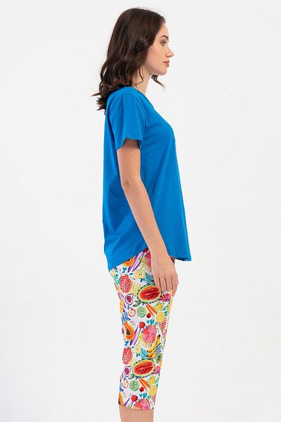 VİENETTA Cotton Women's Short Sleeve Capri Pajama Set, 408198