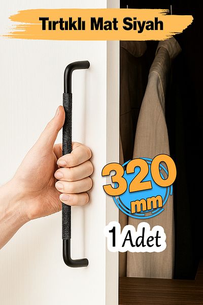 Badem10 Metal Handle 320 mm (32 cm) Serrated Matte Black Furniture Drawer Kitchen Cabinet Cupboard Door Handles