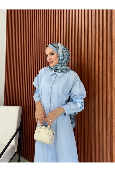 Melike Tatar Φόρεμα ποπλίνα με λεπτομέρεια λουλουδιών 32-2377