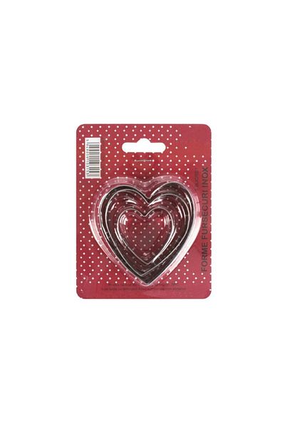 gogiva Cookie cutter set, Stainless steel, Heart, 3 pcs