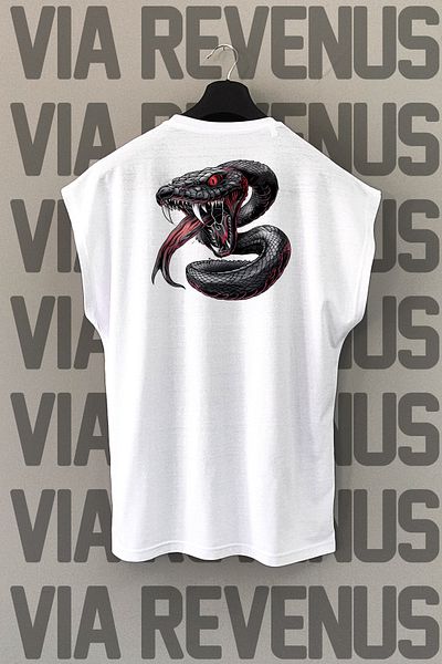Vordevia Snake Back Printed Zero Sleeve Crew Neck Sports Tshirt