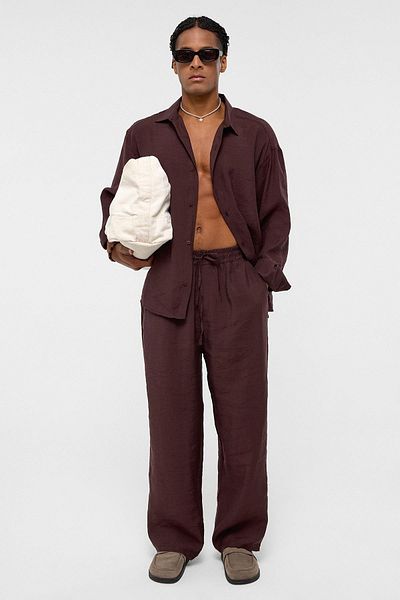 VAMOSCLO Baggy fit modal fabric trousers coffee