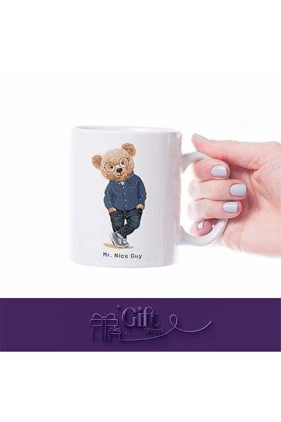 giftshoppi 2-Piece Teddy Bear 1St Quality Printed Mug Ceramic, Coffee Mug, Character Design, Gift Mug