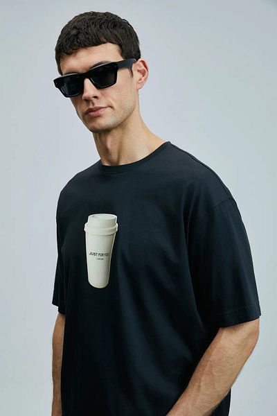 Lufian Μοντέρνο γραφικό T-Shirt - Μαύρο