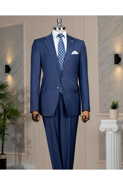 TerziAdemAltun Regular Fit 6 Drop Jacket Pants Suit 88% Wool Navy Blue T14169